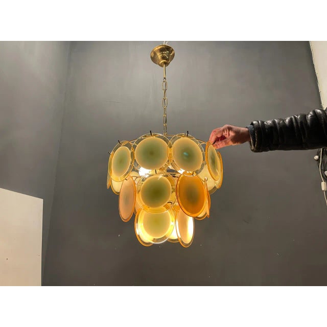 Murano Glass Disc Chandelier, 1970s For Sale - Image 4 of 11