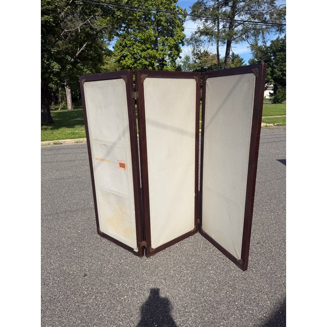 Vintage Large Art Nouveau Landscape Paintings Mounted in a Room Divider For Sale - Image 10 of 10