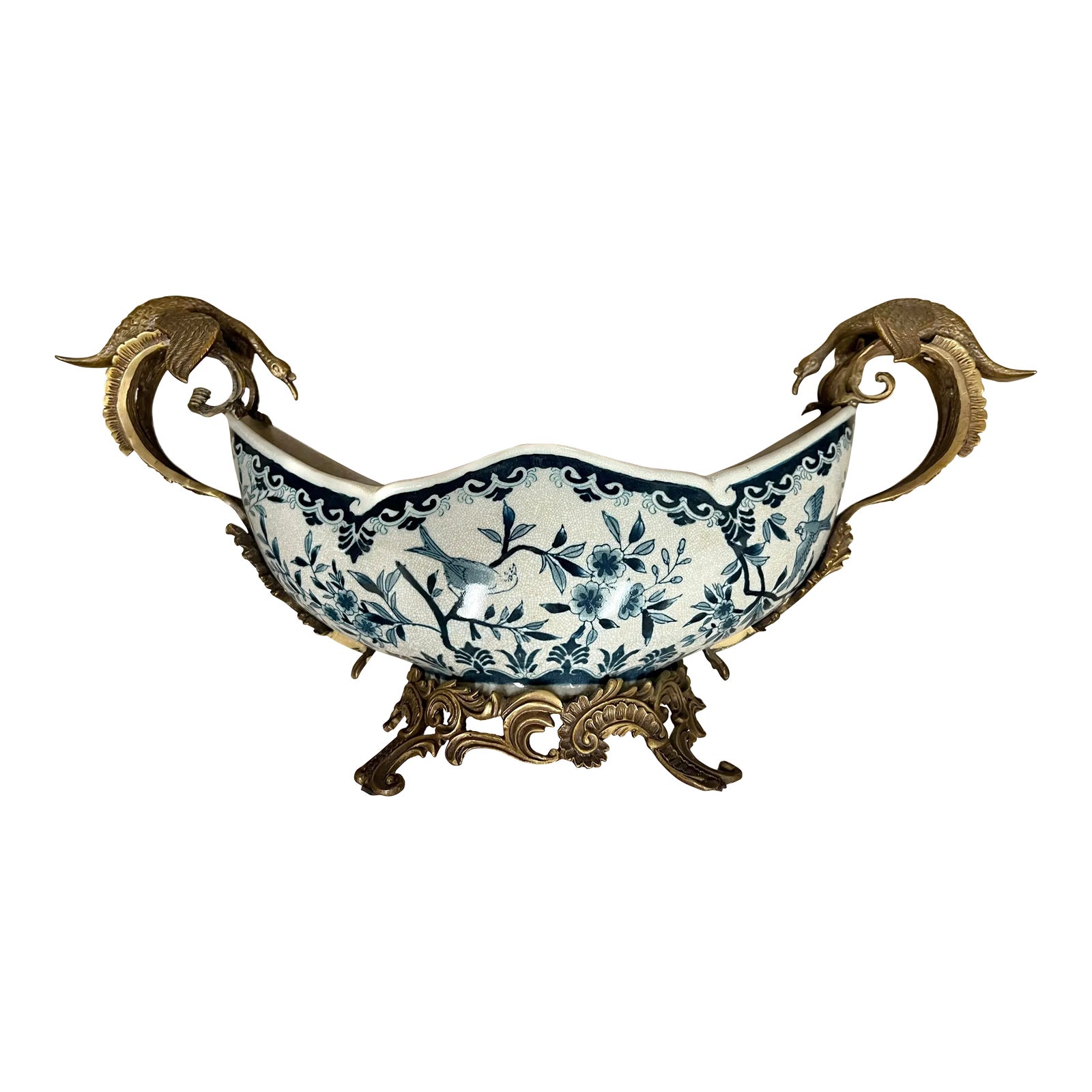 Antique Large Brass Footed Porcelain Bowl by Coalport Chairish