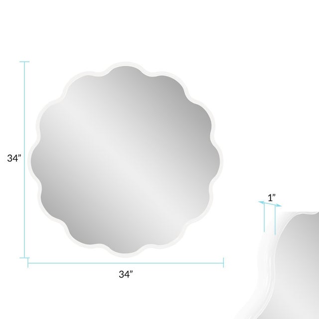 White Kushi Round Scalloped Edge Mirror in Glossy White For Sale - Image 8 of 9