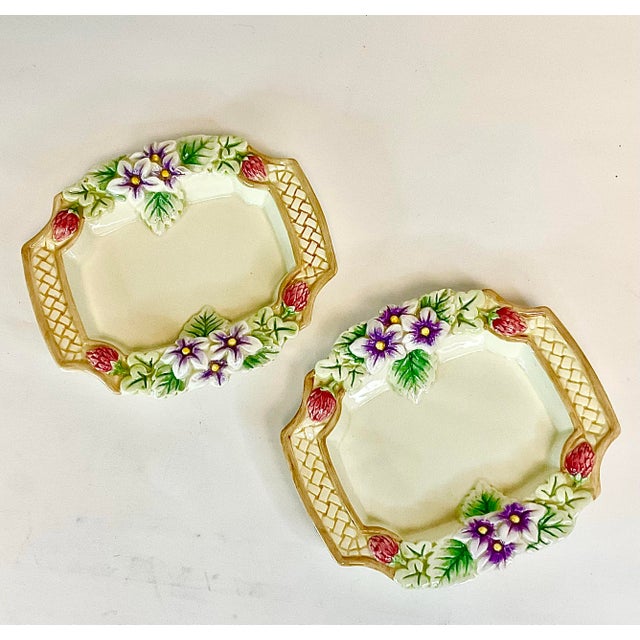 Art Nouveau 1990s Hollywood Regency Fitz & Floyd Spring Flora Butter Dishes - A Pair - Easter. For Sale - Image 3 of 10
