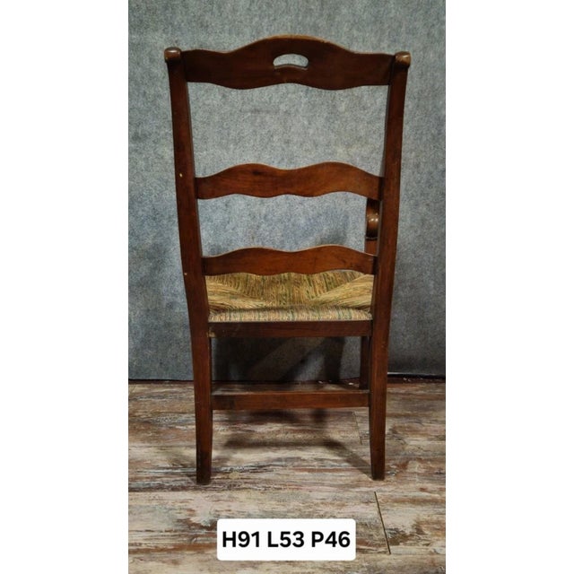 Empire-Style Armchair in Walnut with Woven Straw Seat For Sale - Image 6 of 7