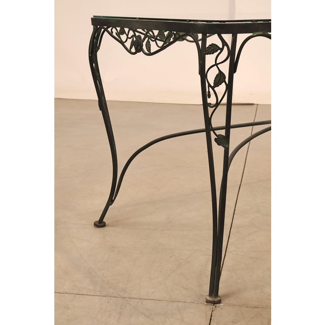 Mid 20th Century Vintage Glass Top Wrought Iron Patio Table For Sale - Image 5 of 18