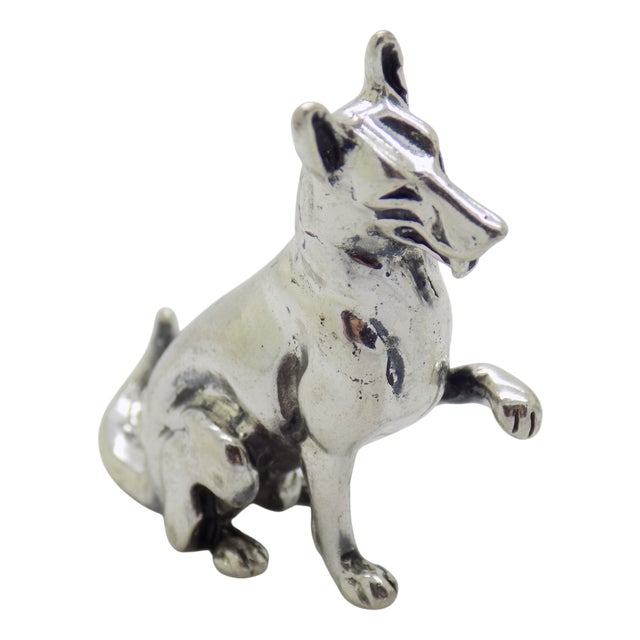 Vintage Italian Handmade Genuine Sterling Silver 925 German Pastor Dog Figurine, 1980s For Sale