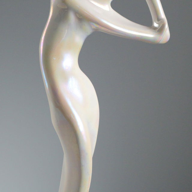 Lustred Majolica Figurine attributed to Gatti Faenza For Sale - Image 4 of 11