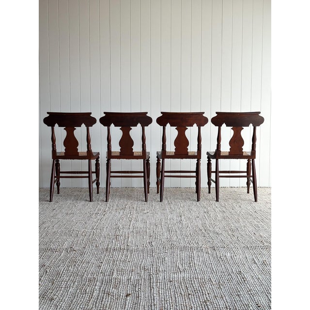 Mid 20th Century 1960s Vintage Sculpted Mahogany Dining Chairs With Cane Seats, Set of 4 For Sale - Image 5 of 15