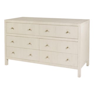 Nora 60 in. W Raffia 6 Drawer Dresser, Beige For Sale