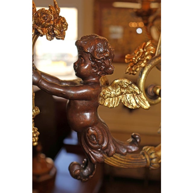 Late 19th Century French Belle Epoque Bronze Putti Cherub 9 Light Chandelier For Sale - Image 18 of 18