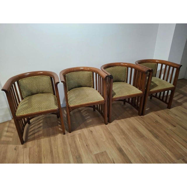 Wood Vintage Art Nouveau Tub Chairs by Josef Hoffmann for J&J Kohn, Austria, 1924, Set of 4 For Sale - Image 7 of 16