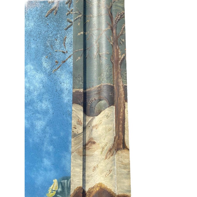 Antique Empire Ogee Mirror With Hand Painted Scene Depicting Changing of Seasons For Sale In Boston - Image 6 of 8