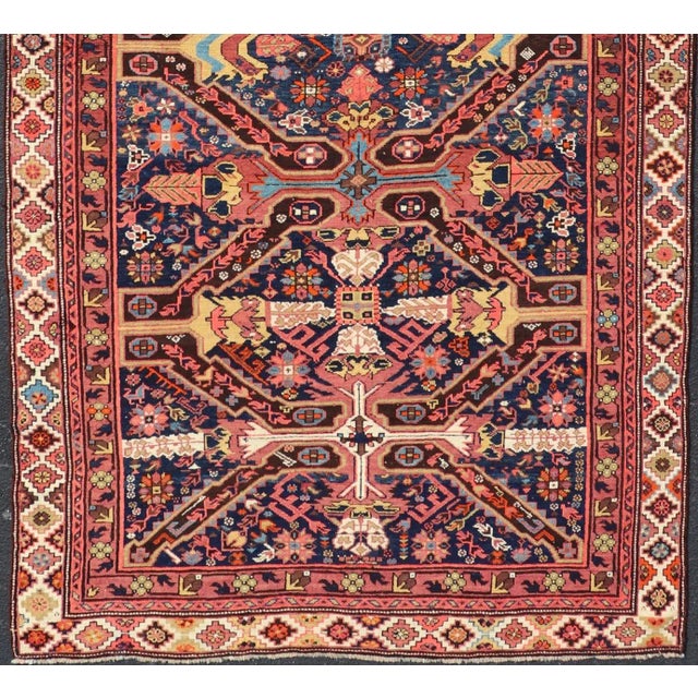 Late 19th Century Late 19th Century Colorful Antique Seychor Large Gallery Runner With Multi-Geometric Medallions For Sale - Image 5 of 12