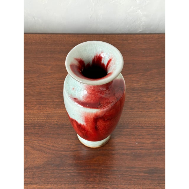Vintage Chinese Flambe Glazed Small Vase For Sale - Image 4 of 6
