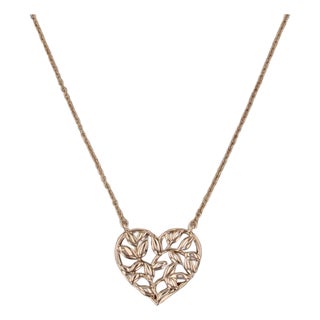 Tiffany Paloma Picasso Olive Leaf Heart Pendant Necklace W/ Pouch 18k Gold For Sale