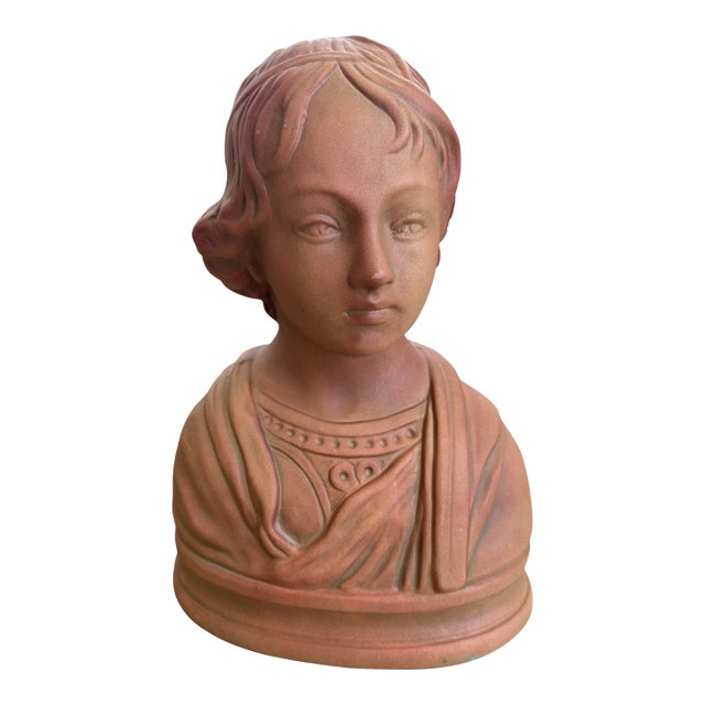 Vintage Art Nouveau Mid Century Modern Italian Ceramic Woman's Bust For Sale