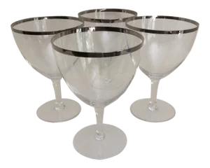 1940s West Germany Platinum Rim Wine Glasses Set of 4