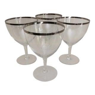 Platinum Rim Wine Glasses 1940s West Germany - Set of 4 For Sale