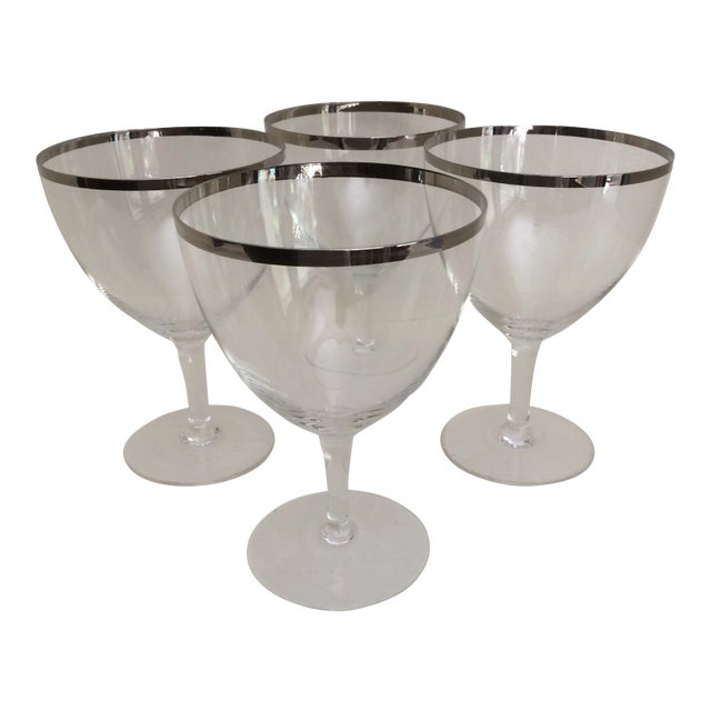 Platinum Rim Wine Glasses 1940s West Germany - Set of 4 For Sale