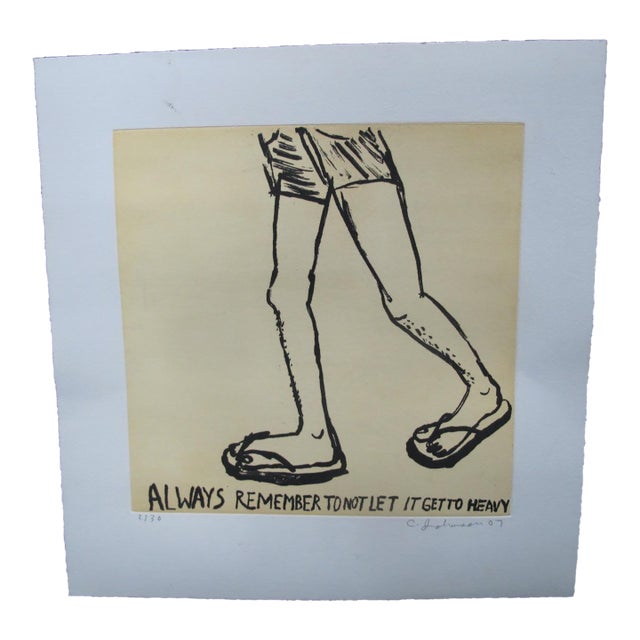 Chris Johanson Signed Aquatint Print Perceptions #4 Not Let It Get to Heavy For Sale