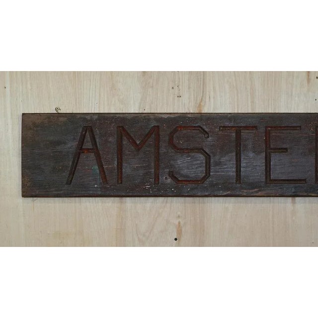 We are delighted to offer for sale this stunning hand carved original paint Amsterdam sign A very good looking and highly...