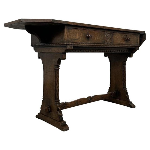 20th Century Gothic Revival English Oak Side Table For Sale - Image 10 of 17