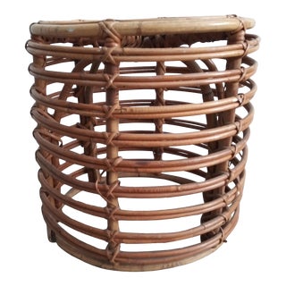 Vintage Rattan Ottoman Footstool For Sale