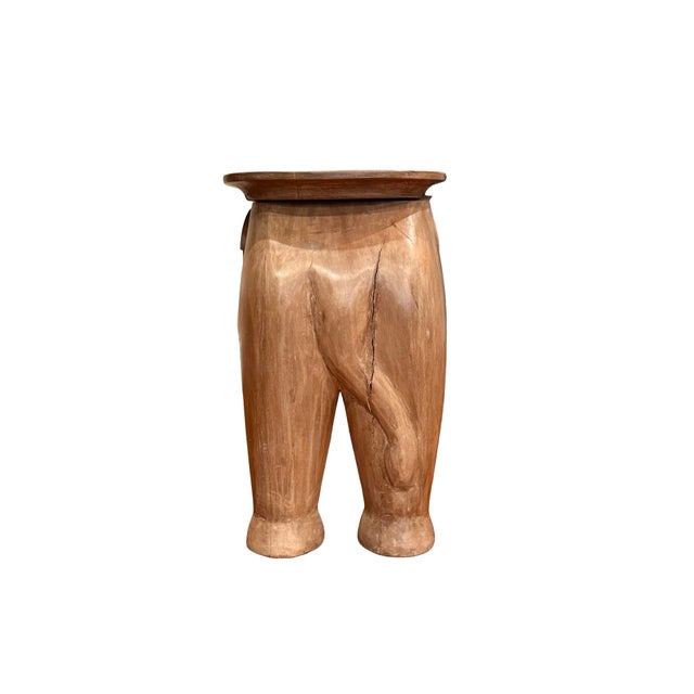 2010s Pottery Barn Wood Elephant Side Table / Nightstand For Sale - Image 5 of 7