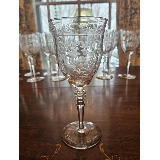 Glass A Set of 12 1940's "Rock Sharpe" Stemware by Libbey For Sale - Image 7 of 14