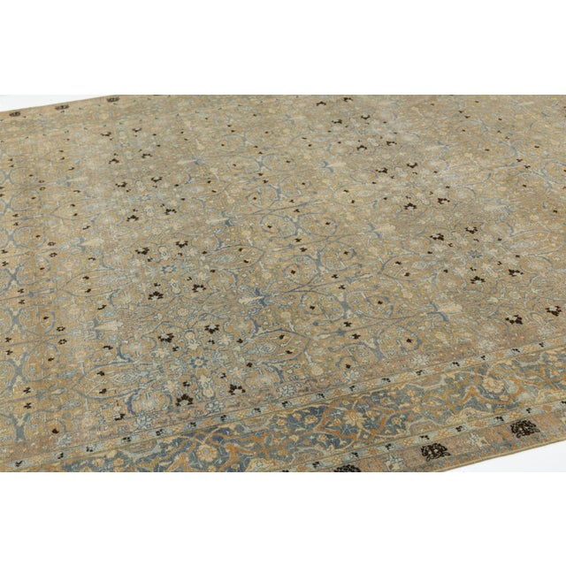 Textile Antique Persian Tabriz Designed Wool Rug Floral in Muted Tones For Sale - Image 7 of 11