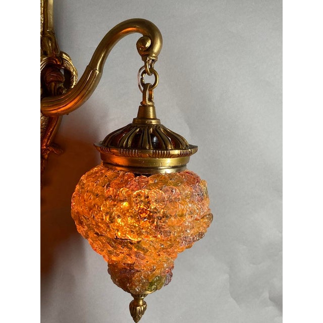 1980 Louis XVI Gold Bronze Amber Crystal Wall Lamp Sconce - 1 Pc For Sale - Image 17 of 18