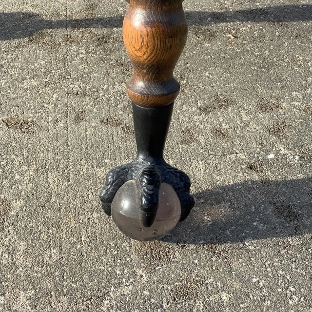 Antique Oak Claw and Ball Foot Parlor Table For Sale - Image 10 of 12