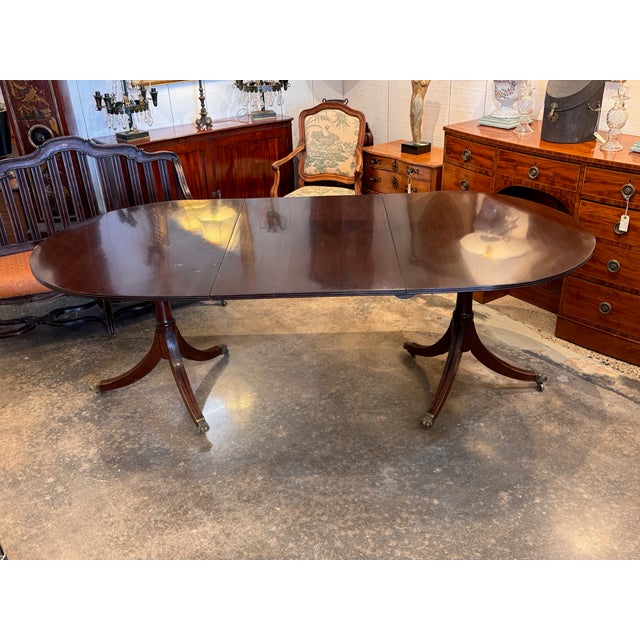 19th Century Duncan Phyfe Style Double Pedestal Mahogany Dining Table For Sale - Image 14 of 14
