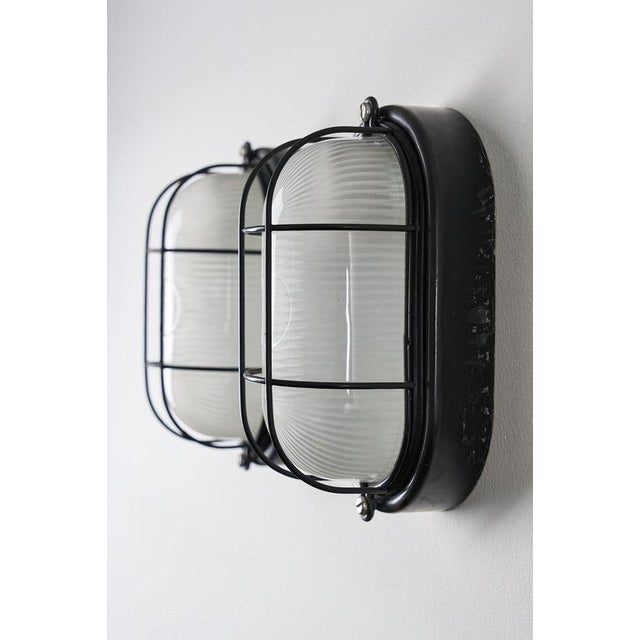 1970s Black Oval Cage Wall Lamps, 1970s, Set of 2 For Sale - Image 5 of 7