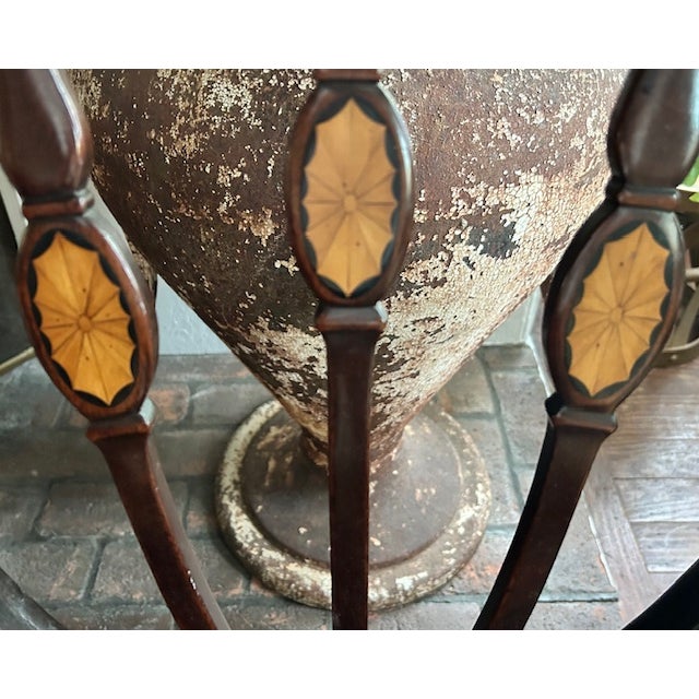 Early 20th Century Antique Federal Shield Back Chair With Inlaid Marquetry and Nailheads For Sale - Image 5 of 11