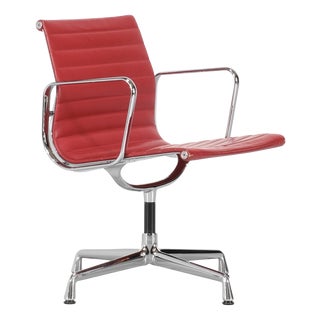 EA 108 Armchair in Red Leather by Charles Ray Eames for Vitra, USA, 1969 For Sale