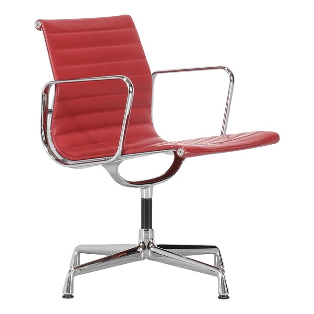 EA 108 Armchair in Red Leather by Charles Ray Eames for Vitra, USA, 1969 For Sale