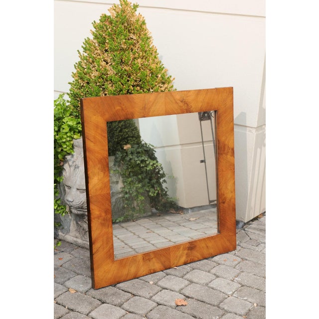 French Wall Mirror from the 1920s with Burl Walnut Veneered Frame For Sale - Image 4 of 10