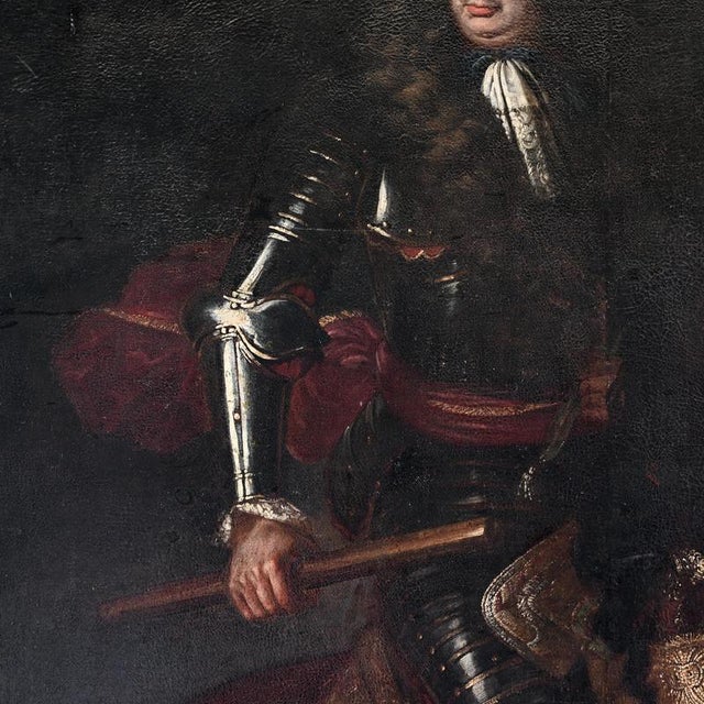 17th Century Jacob Van Schuppen, Life-Size Baroque Equestrian Portrait of the King of Sardinia, 1600s, Oil on Canvas For Sale - Image 5 of 9