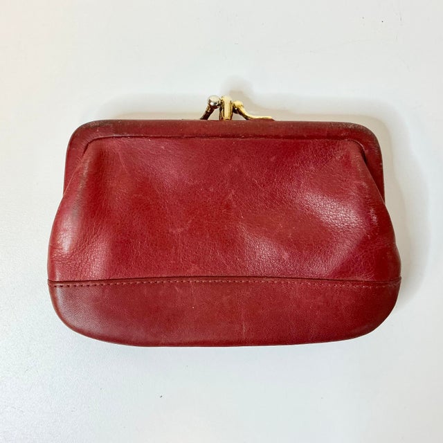 Coach 1996 Vintage Boho Chic Coach Red Leather Coin Purse Wallet, 2 Compartments. For Sale - Image 4 of 8