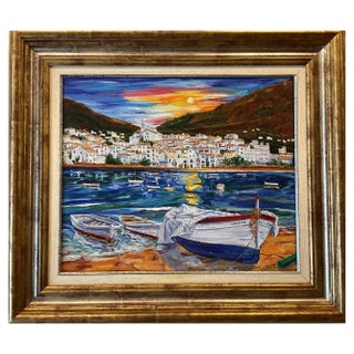 Avel, Nocturno en Cadaques, 2023, Oil on Canvas, Framed For Sale