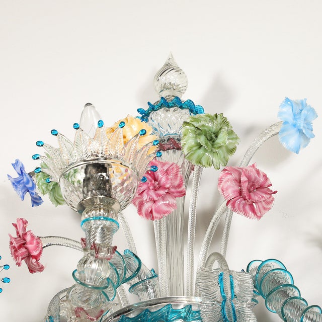 1950s Mid-Century Hand-Blown Murano 3-Arm Classical Wall Sconces - a Pair For Sale - Image 17 of 18