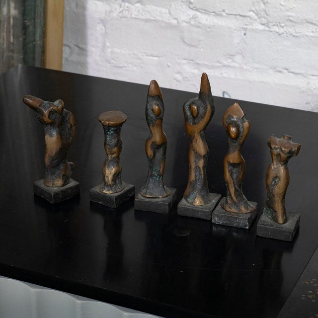 Brutalist style bronze and marble chess set For Sale - Image 14 of 15