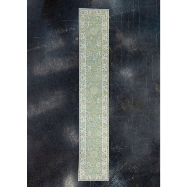 Green Turkish Oushak Runner Rug 2'10" x 16'1" #17902 For Sale - Image 8 of 8