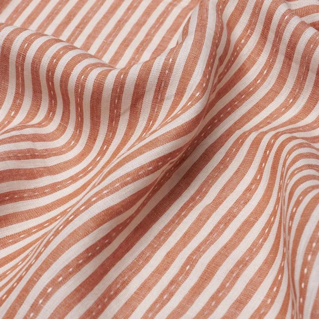 Contemporary SAMPLE - Schumacher Mathis Ticking Stripe Fabric In Spice For Sale - Image 3 of 3