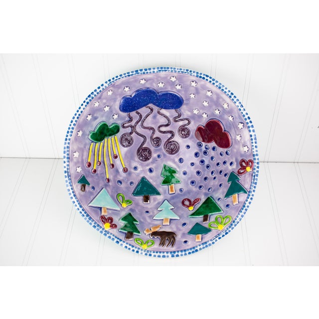 Signed Postmodern Majolica Pottery Bowl - Circa 1990's For Sale - Image 18 of 18
