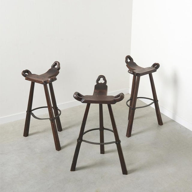 Mid-Century Brutalist Spanish Bar with Marbella Bar Stools, 1960s, Set of 5 For Sale - Image 18 of 18