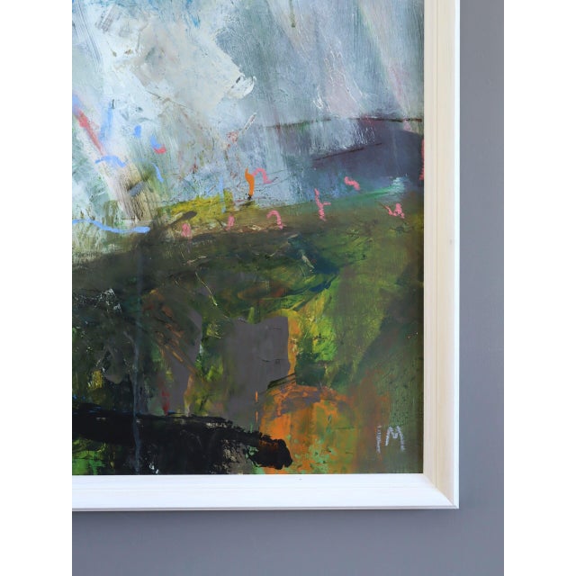 Paint Contemporary 'Coastal Path' Original Abstract Landscape Oil Painting by British Artist Ian Mood, Framed For Sale - Image 7 of 12