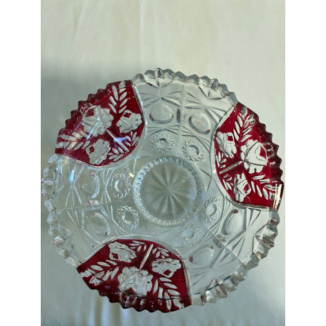 Vintage 5th Avenue Rosalina Ruby Flash Cut Glass Bowl For Sale - Image 12 of 12