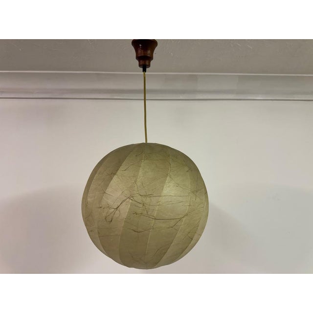 Mid-Century Modern Mid-Century Modern Italian Round Cocoon Pendant Lamp, 1960s For Sale - Image 3 of 9
