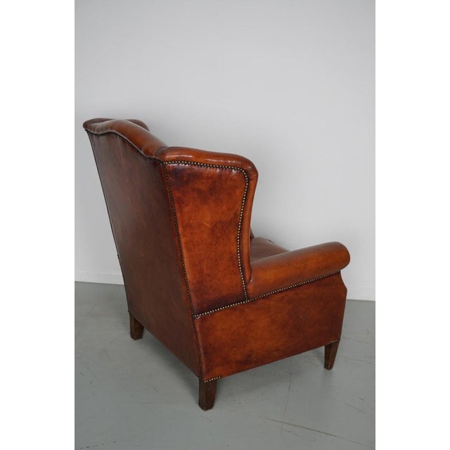 Vintage Dutch Cognac Colored Leather Club Chair For Sale - Image 13 of 17