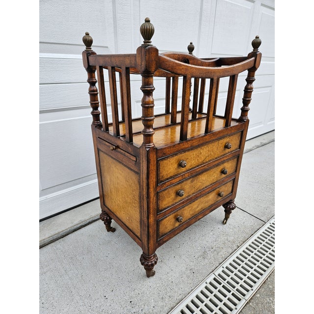 Early 21st Century Walnut and Leather Canterbury or Magazine Book or Music Rack by Jonathan Charles For Sale - Image 5 of 12